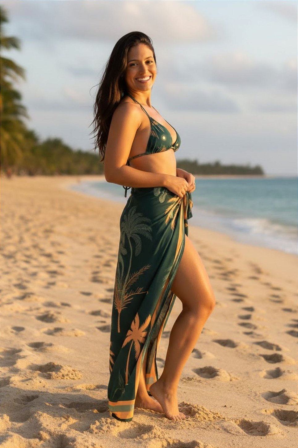 Canga de Praia Pareô Solar Tropical Verde Marétoa