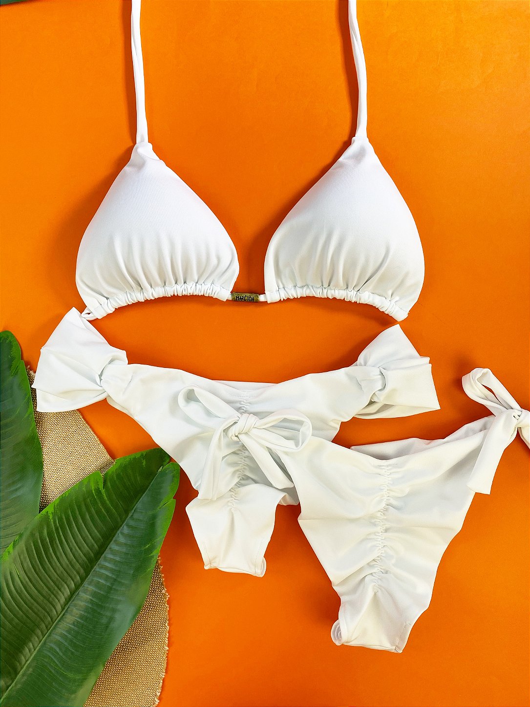 Top biquíni branco liso Marétoa LYCRA proteção solar