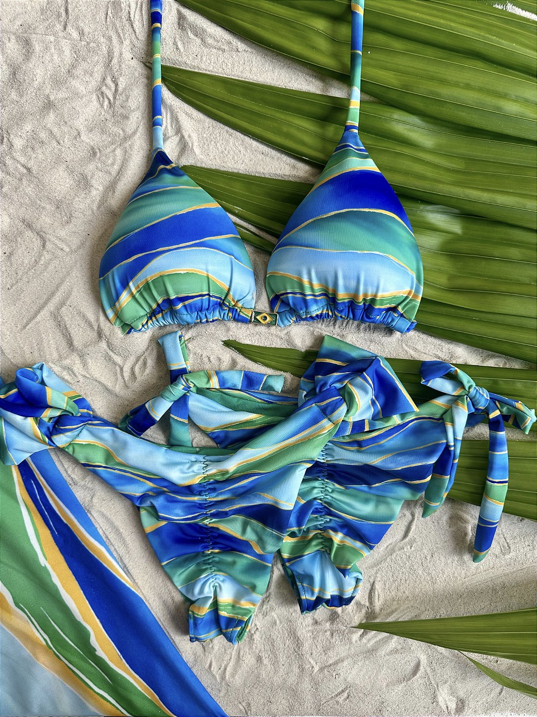 Detalhe Tecido Top Ondas Azul
