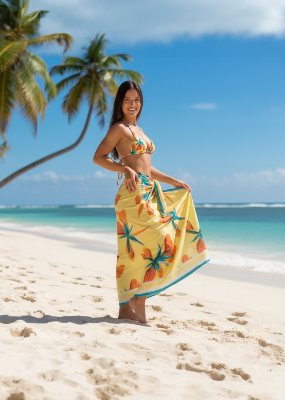 Canga de Praia Pareô Primavera Ensolarada Amarelo Marétoa