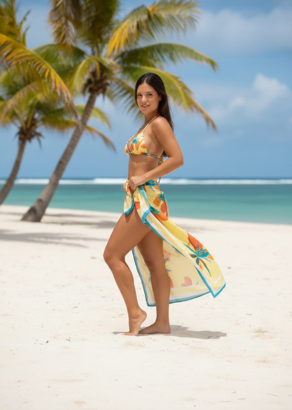 Estampa Floral Amarela Canga Pareô