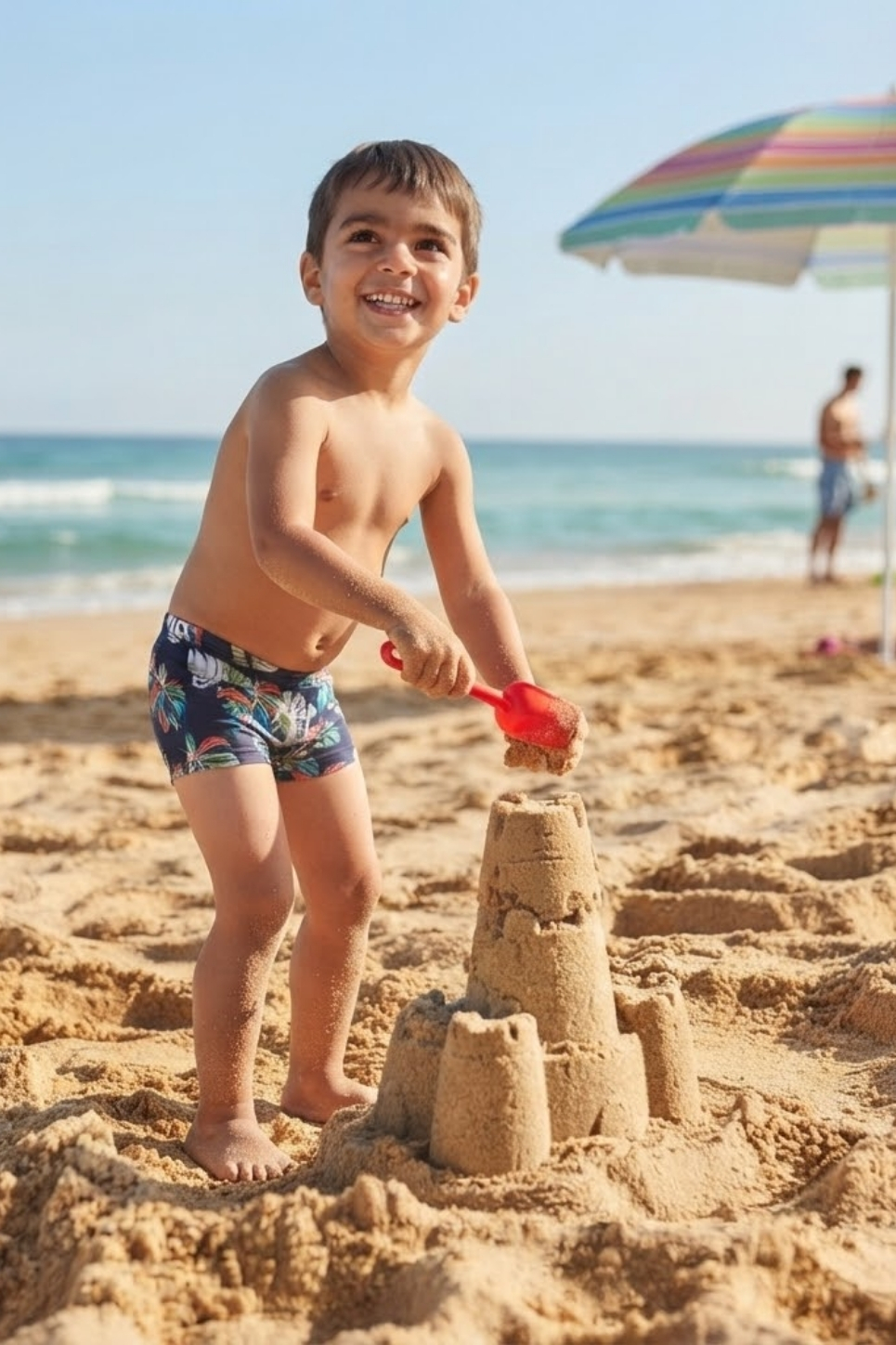 Sunga infantil kids noites de verão Marétoa, detalhe da estampa