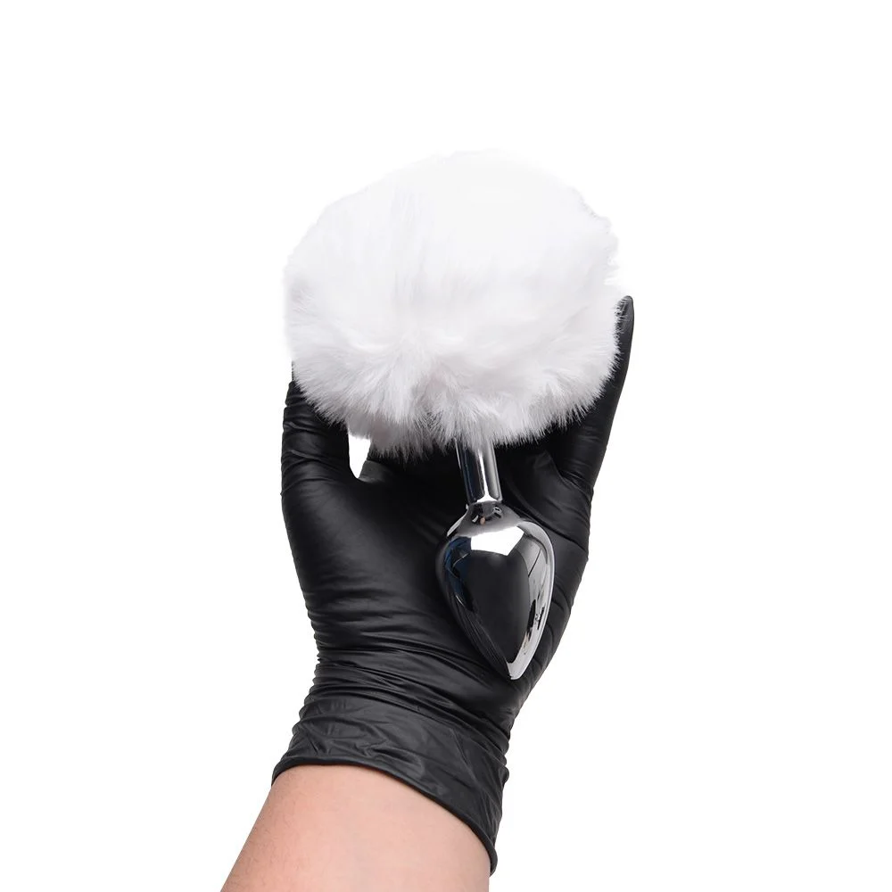 PLUG ANAL EM AO INOXIDVEL COM POMPOM COELHA NA COR BRANCA - Tulipa Sex  Shop | Loja Sexy Shop