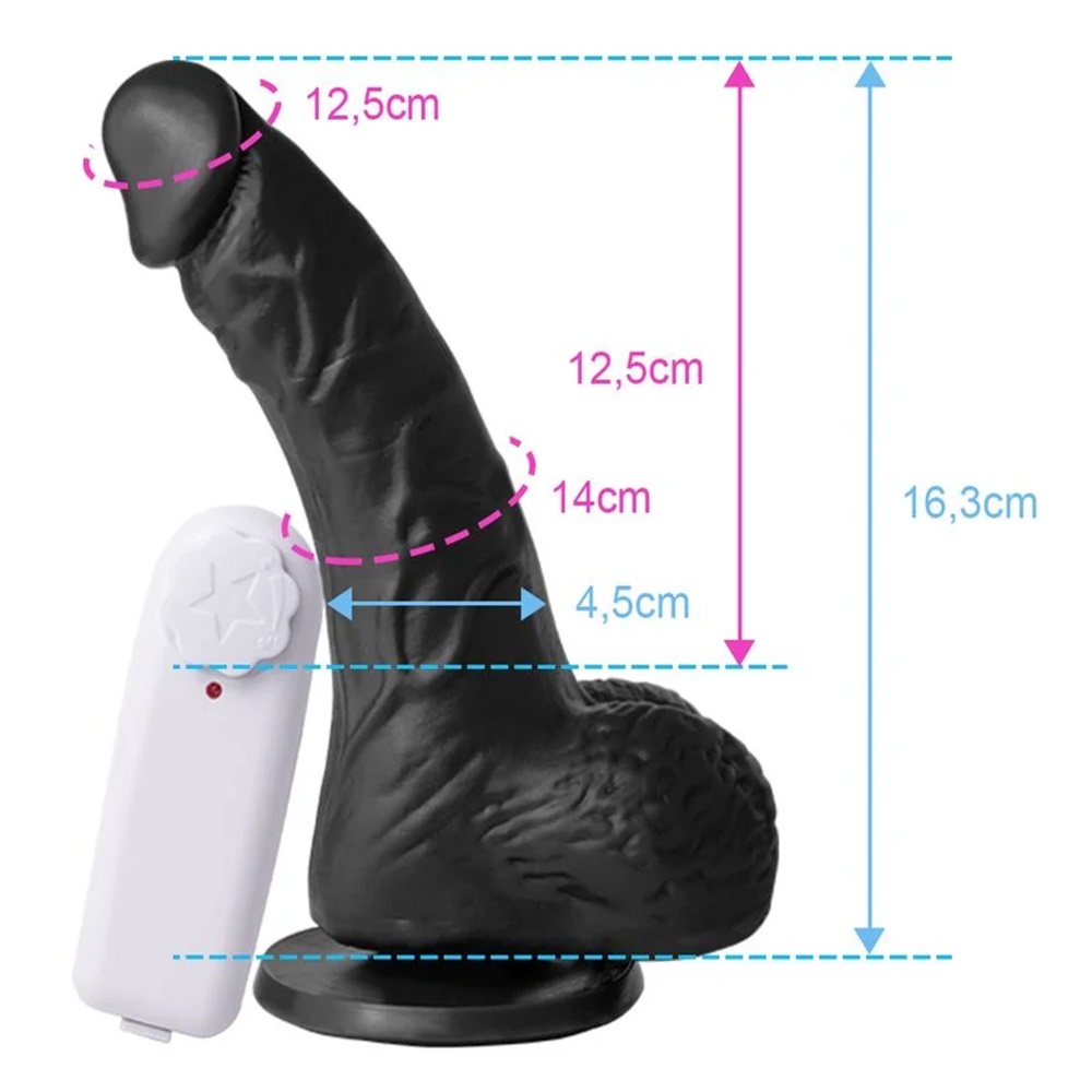 MON PLAISIR - Pênis de borracha realístico curvo com vibrador e ventosa  para fixação - 16,3 X 4,5 Cm - cor preta - Tulipa Sex Shop | Loja Sexy Shop