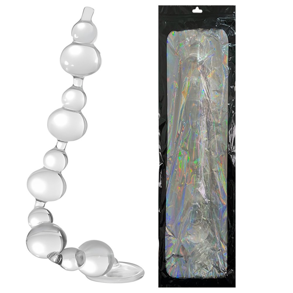 ANAL BEADS TRANSPARENT - PLUG ANAL GRANDE SILICONE TRANSPARENTE ESCALONADO  COM VENTOSA - 45CM - Tulipa Sex Shop