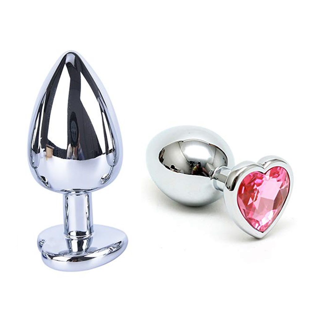 PLUG ANAL METAL COM JOIA EM FORMATO DE CORAÇÃO - TAMANHO MÉDIO - Tulipa Sex  Shop
