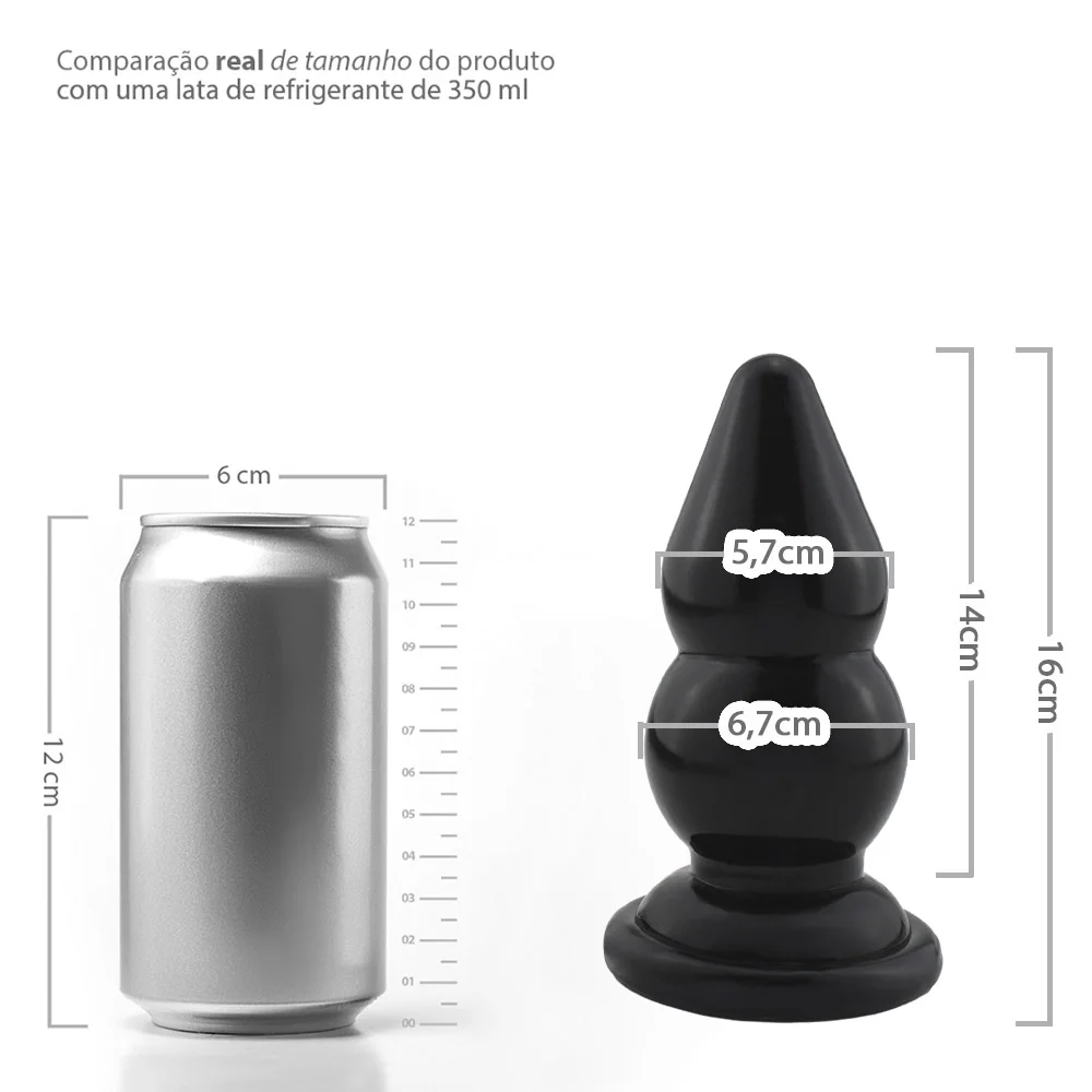 Realistic big butt plug Graduado M - Plug Anal Grande Flexvel 16 x 6,7cm -  cor preto - Tulipa Sex Shop | Loja Sexy Shop