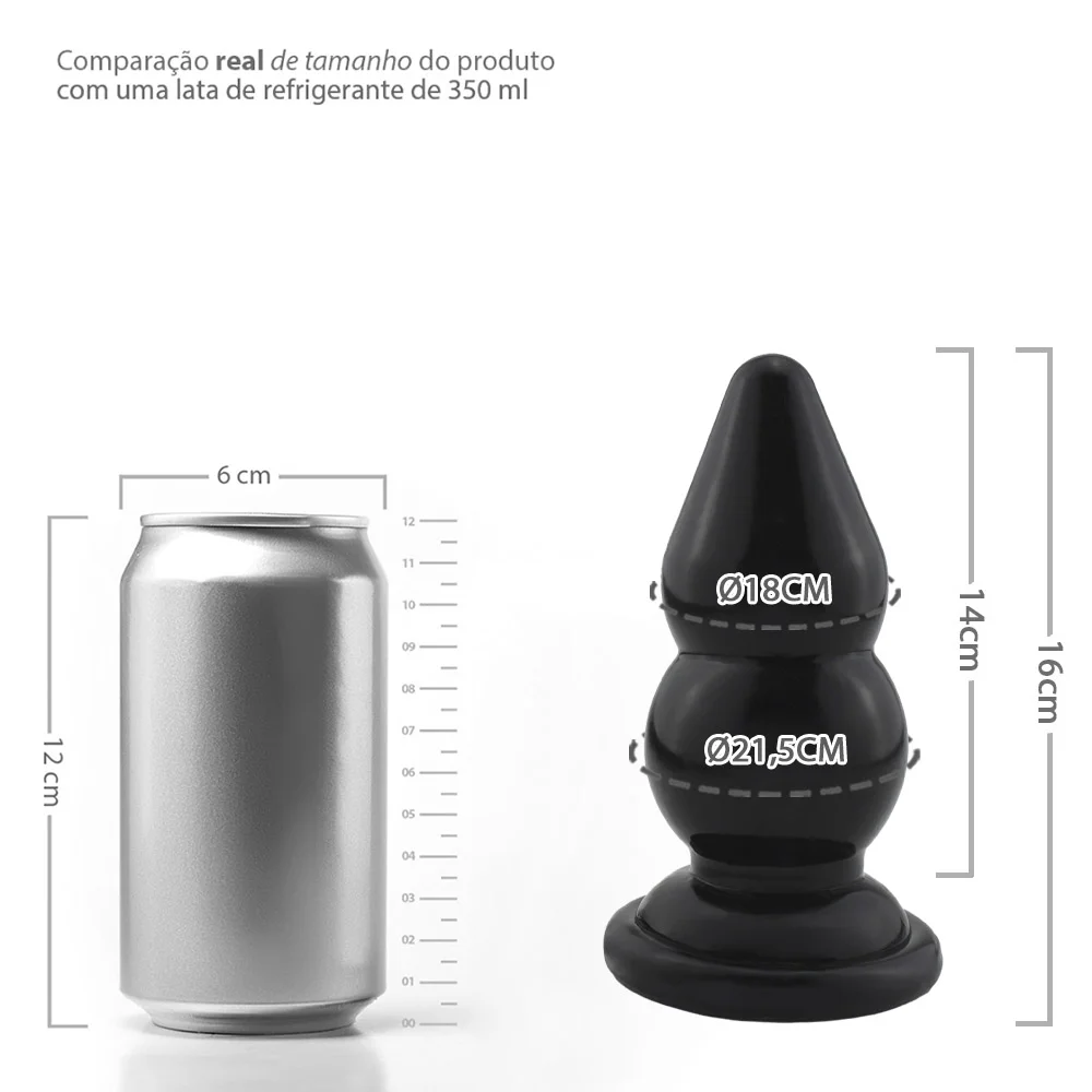Realistic big butt plug Graduado M - Plug Anal Grande Flexível 16 x 6,7cm -  cor preto - Tulipa Sex Shop