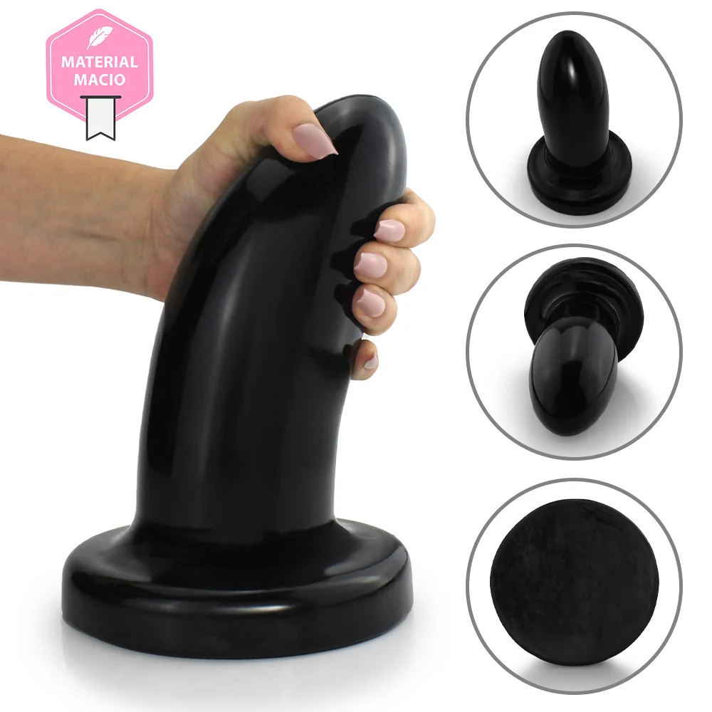 Realistic big butt plug Morteiro - Plug Anal Grande Flexvel 22 x 7,5cm -  cor preto - Tulipa Sex Shop | Loja Sexy Shop