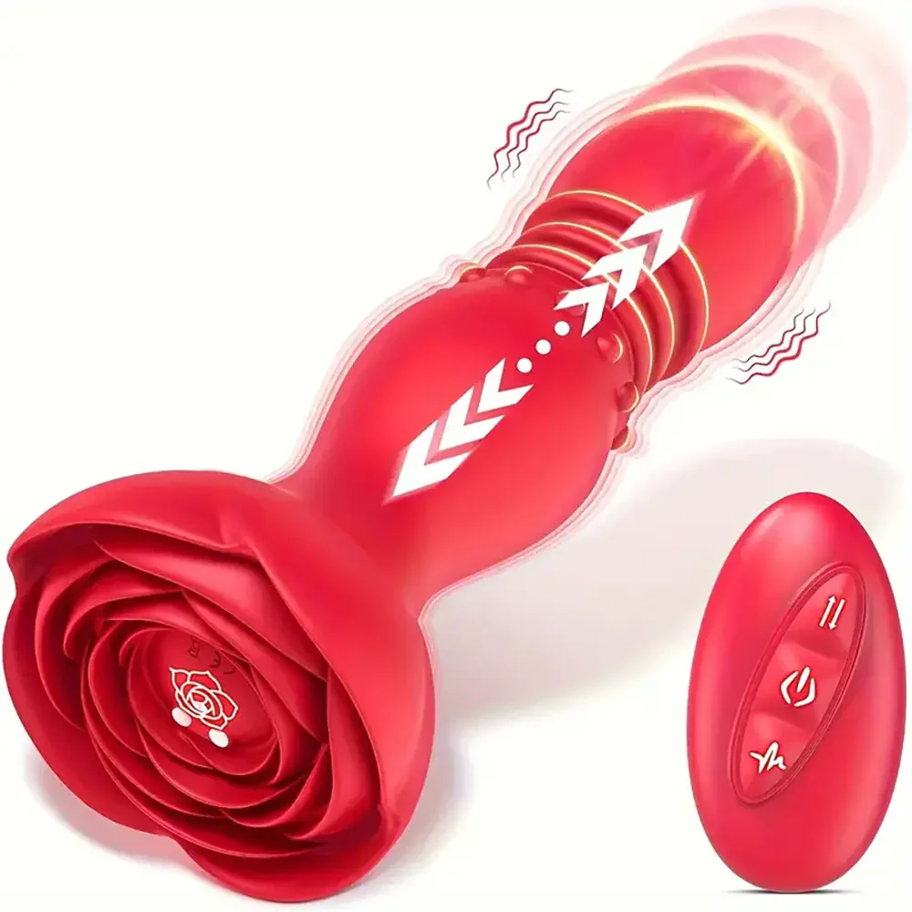 Thrusting Rose Anal Butt Plug - Plug anal recarregvel com controle remoto  e movimento vai e vem - Tulipa Sex Shop | Loja Sexy Shop