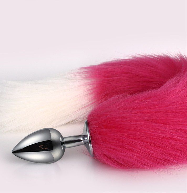 Plug Anal Rabo de Raposa com cauda de 48 cm - cor: vermelho e Branco -  Tulipa Sex Shop | Loja Sexy Shop