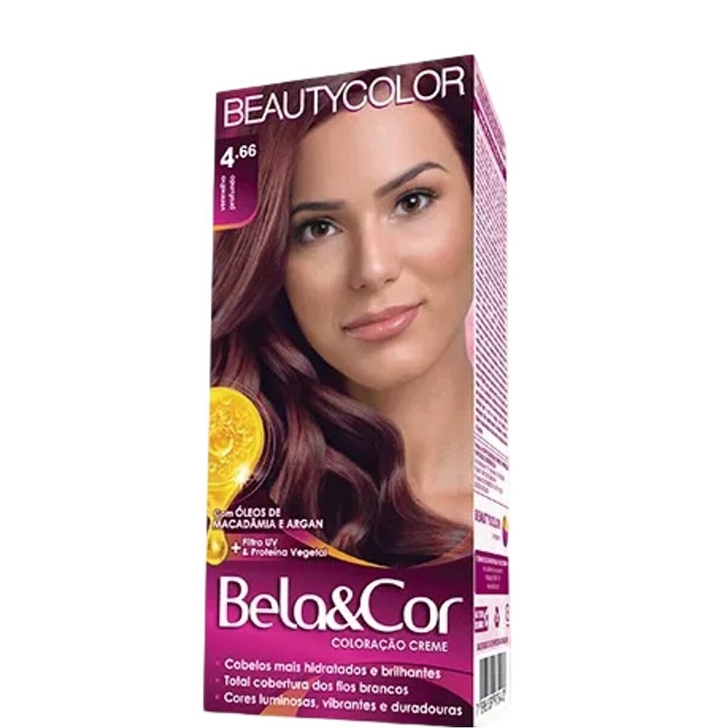 Beauty Color Kit Bela&Cor 4.66 Vermelho Profundo - iBella Cosméticos