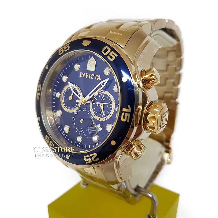 Relógio INVICTA Original Pro Diver 0073 Banhado a Ouro 18k Cronógrafo -  Class Store Importados - Invicta Original - Classtore