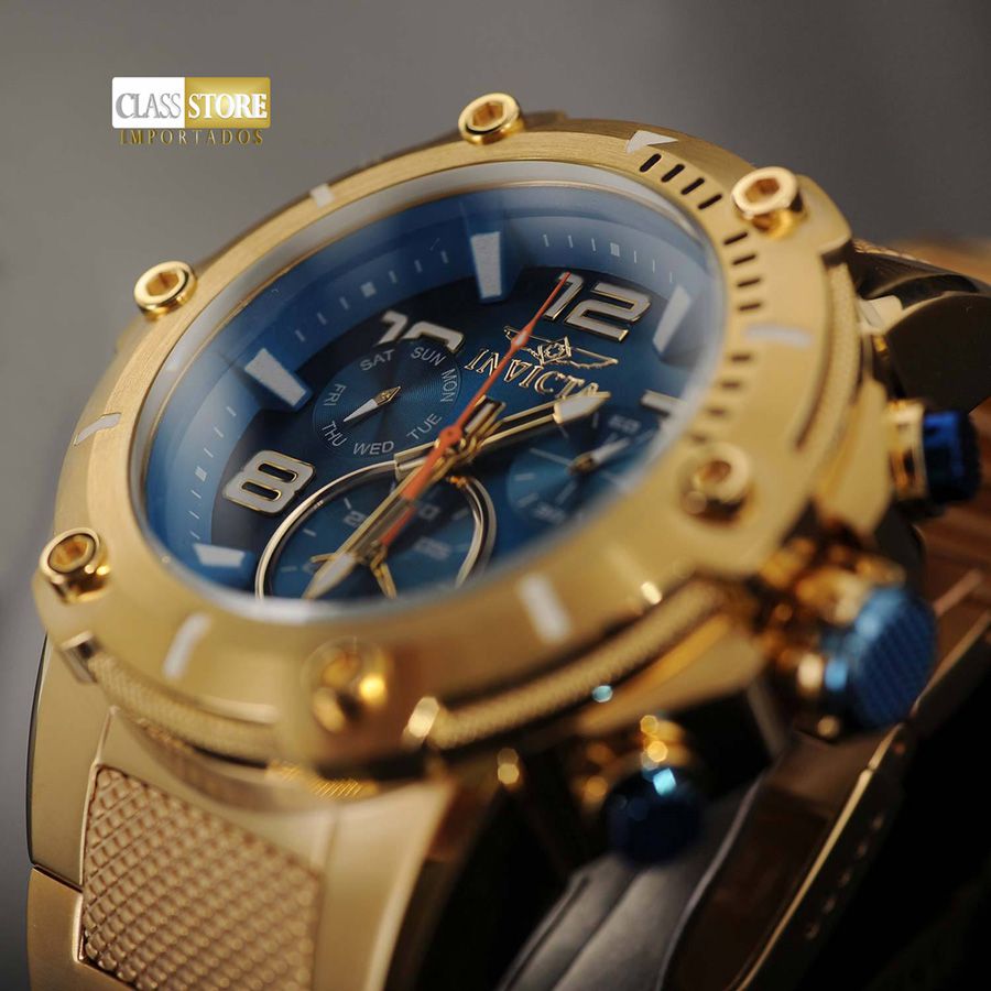 Relógio INVICTA 19532 Speedway 52mm Banhado a Ouro 18k Azul