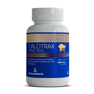 Suplemento alimentar de cálcio, magnésio, zinco, vitamina D e K em cápsulas