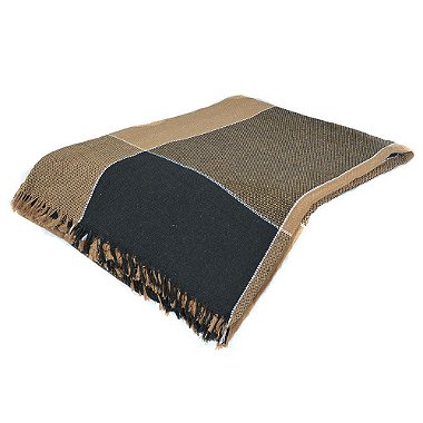  Manta Casal 100% Algodão Caramelo com Preto 