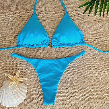 SB Moda Praia biquíni cortininha Calcinha Fita