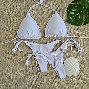 Soul Beach Moda Praia Biquíni Cortininha Lacinho – Branco