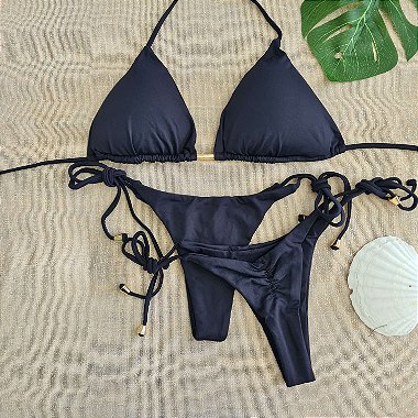 Soul Beach Moda Praia Biquíni Cortininha Lacinho – Preto