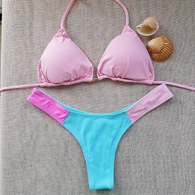 Soul Beach Moda Praia Biquíni Cortininha Asa Delta - Rosa bebê Verde água