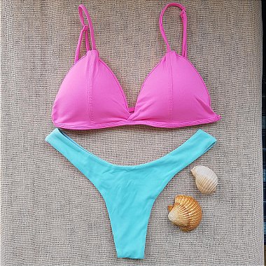 Soul Beach Moda Praia biquíni Fixo com Regulagem Calcinha Asa Delta – Rosa Chiclete