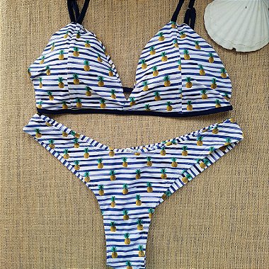 Soul Beach Moda Praia biquíni retrô fio duplo branco