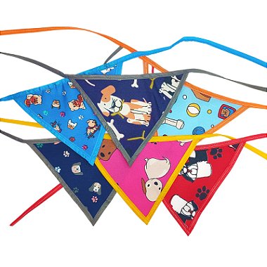 kit 20 bandanas tecido estampada Pet shop Cão e gato M