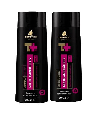 BARROMINAS Kit de Reconstrução Capilar Mix de Aminoácidos - Shampoo e Condicionador - Cabelos Frágeis e Quebradiços