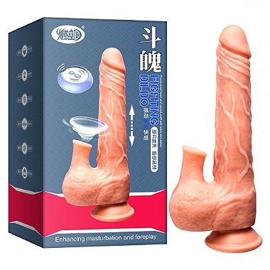 Caixa e produto Pênis Vibrador Recarregável Vai e Vem