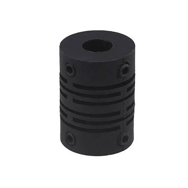 Acoplamento Flexível CNC para Motor de Passo Eixo 5x8mm em Alumínio Preto