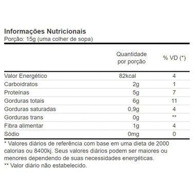 Tabela Nutricional Pasta de Amendoim Brigadeiro Proteico Power1One