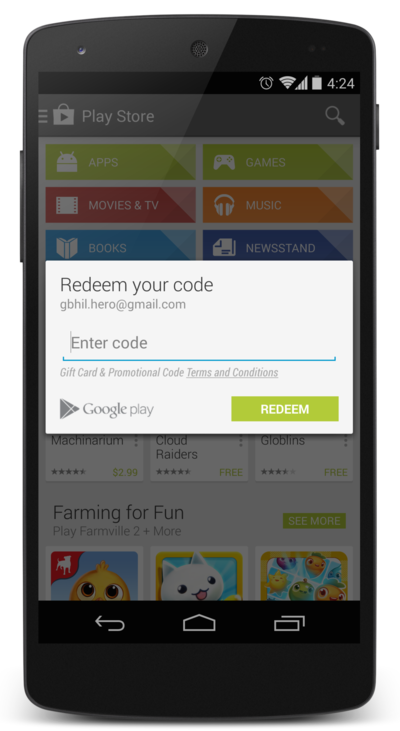 Como resgatar código Google Play no Android