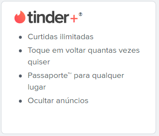 Gift Card Tinder Gold 1 Mês Assinatura