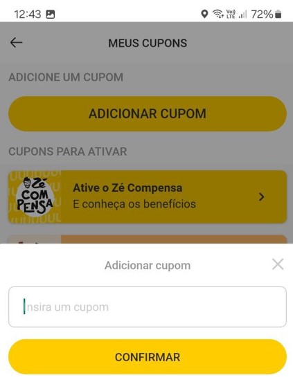 como ativar o gift card zé delivery