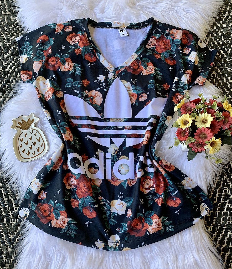 blusa adidas floral feminina