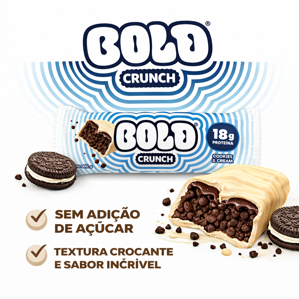 Barra de Proteína BOLD Crunch 60g com recheio cremoso e crispies