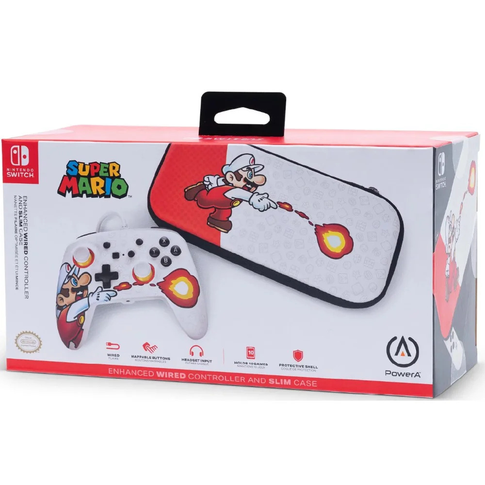Controle Power A com fio Super Mario + Case Switch - Nintendo