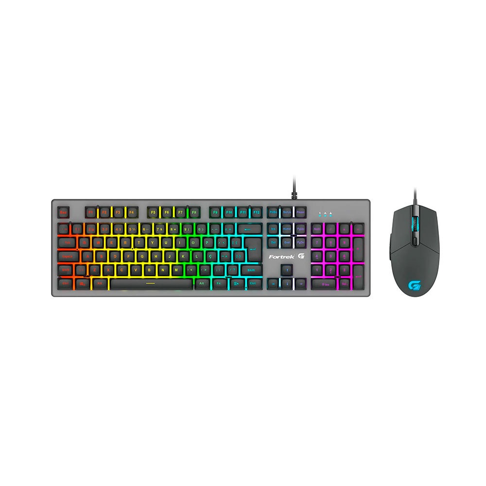 Kit Gamer Fortrek Teclado com LED Rainbow ABNT2 e Mouse Gamer