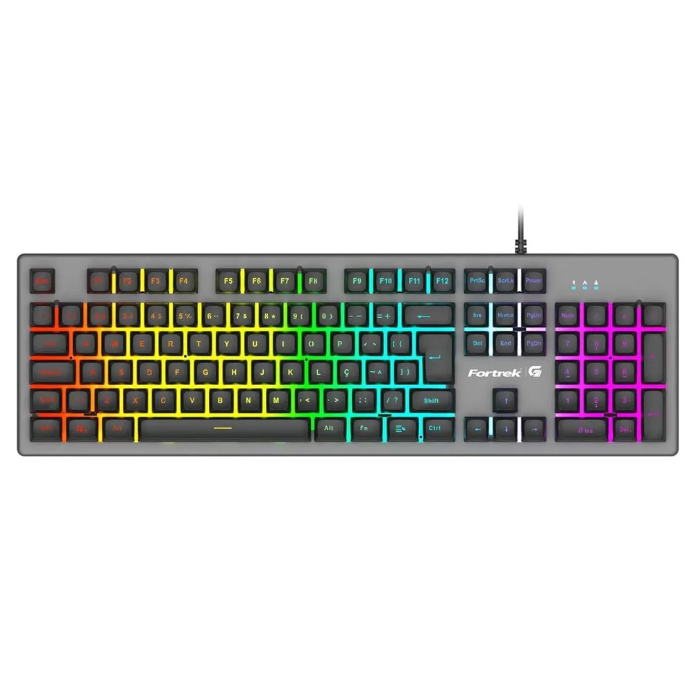 Kit Gamer Fortrek Teclado com LED Rainbow ABNT2 e Mouse Gamer
