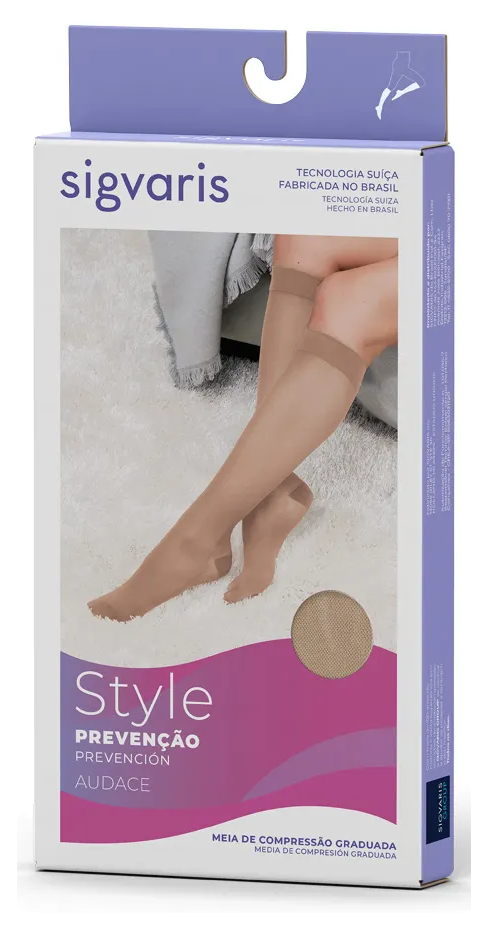 Meia Sigvaris Audace 15-20 mmHg, 3/4 - Preto - Compre Aqui - Meias