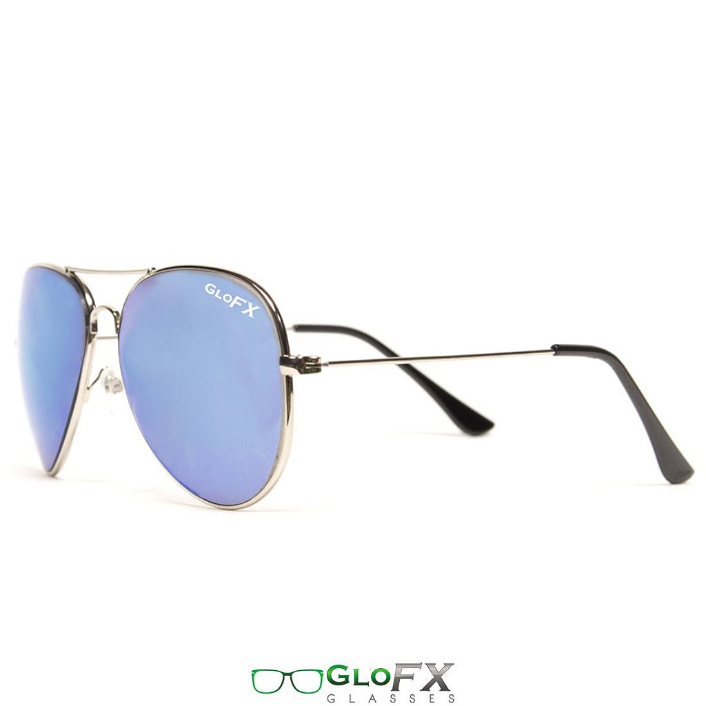 Óculos de difração Aviador espelhado Azul - TripFX Artigos Psicodélicos