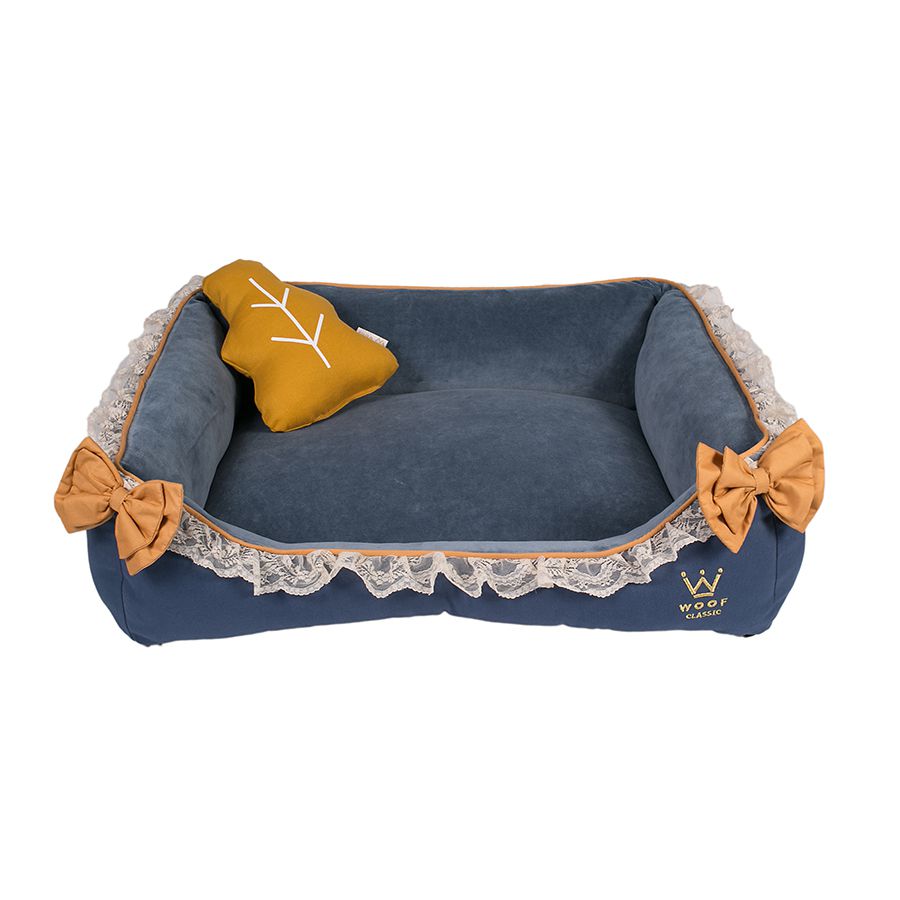 Cama Retangular para Cachorro Woof Classic Forest Plush Azul Marinho -  Pandora Boutique Pet