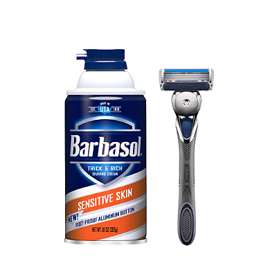 Kit Espuma de Barbear Barbasol Sensitive, 283g + Lâmina de Barbear Barbasol Ultra 6 Plus c/ 2 cartuchos