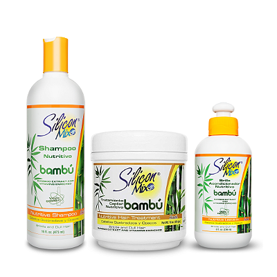 Kit de Shampoo, Máscara de Tratamento Capilar e Leave In Nutritivo Silicon Mix Bambú (Shampoo 473ml + Máscara 450g + Leave In 236ml)