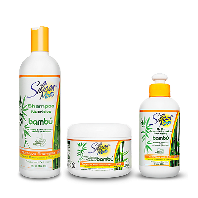 Kit Shampoo, Máscara de Tratamento e Leave In Nutritivo Silicon Mix Bambú (Shamp 473ml + Másc 225g + Leave in 236ml)