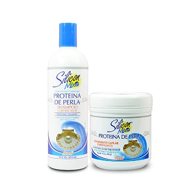 Kit de Shampoo e Máscara de Tratamento Capilar Fortificante Silicon Mix Proteina de Perla (Shampoo 473ml + Máscara 450g)