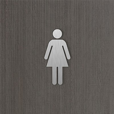 Placa Indicativa Banheiro Feminino em Aço Inox Escovado