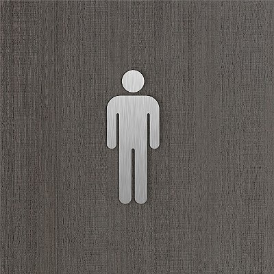 Placa Indicativa Banheiro Masculino em Aço Inox Escovado