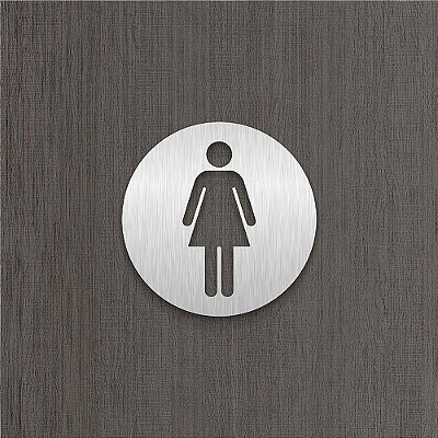 Placa Vazada Indicativa Banheiro Feminino em Aço Inox Escovado
