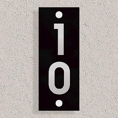 Placa Residencial de Acrílico com 2 Números de Inox - Vertical